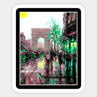 Paris Arc de Triomphe After The Rain Street Scene Print Sticker